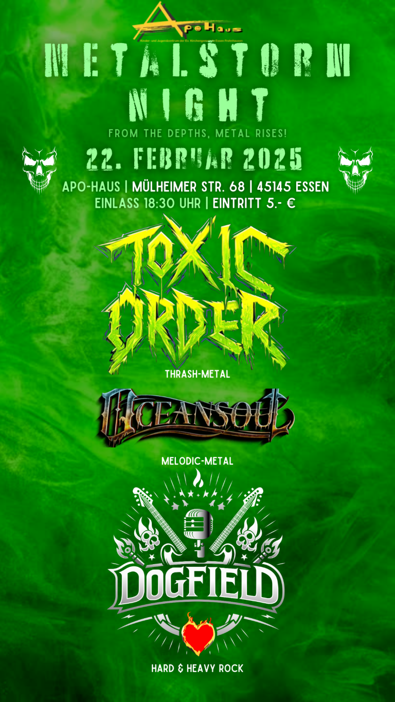 Dogfield, Toxic Order und Oceansoul live on Stage!